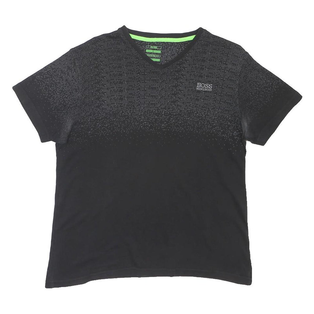 BOSS HUGO BOSS Mens Black & Grey Modern V-Neck Short Sleeve T-Shirt L Jersey