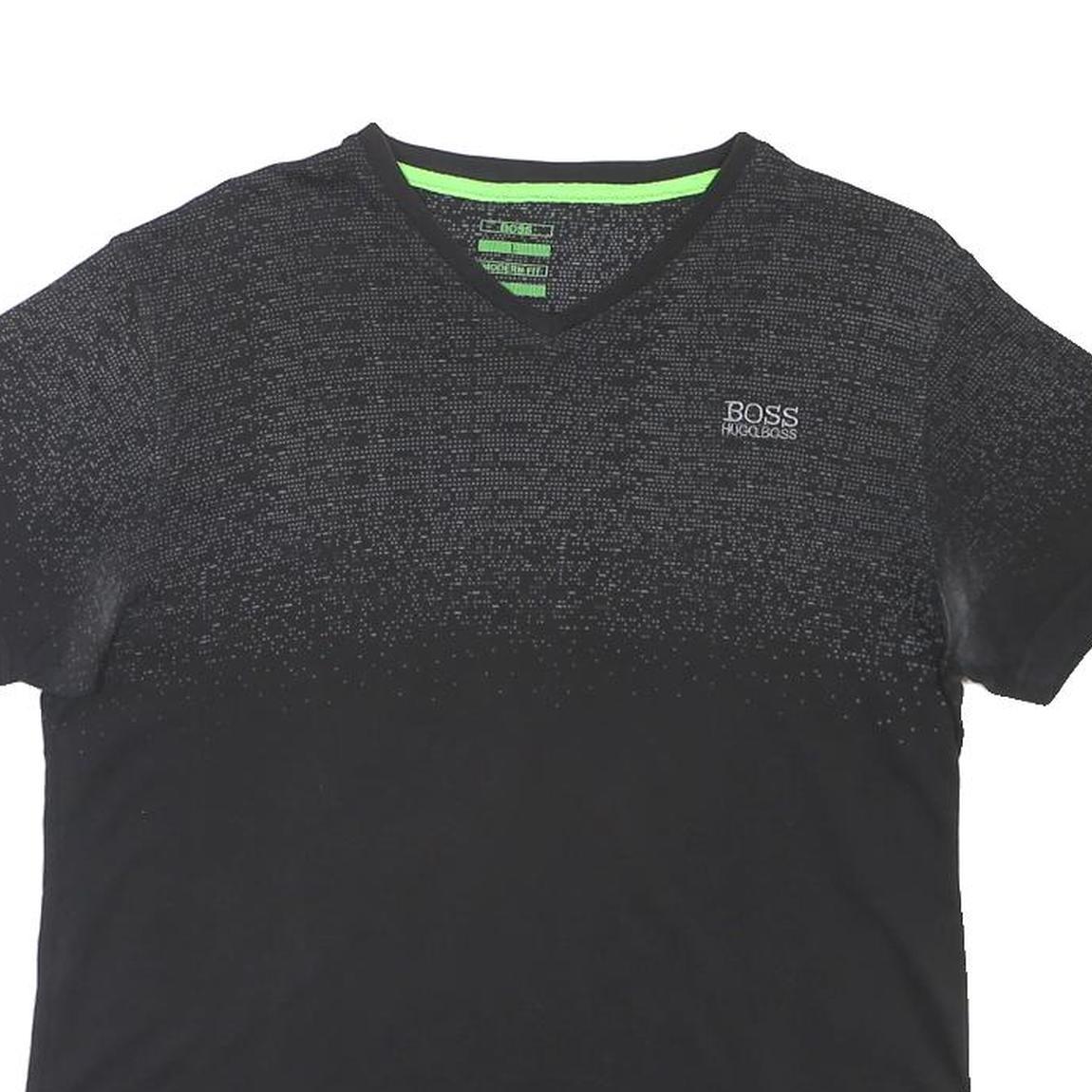 BOSS HUGO BOSS Mens Black & Grey Modern V-Neck Short Sleeve T-Shirt L Jersey