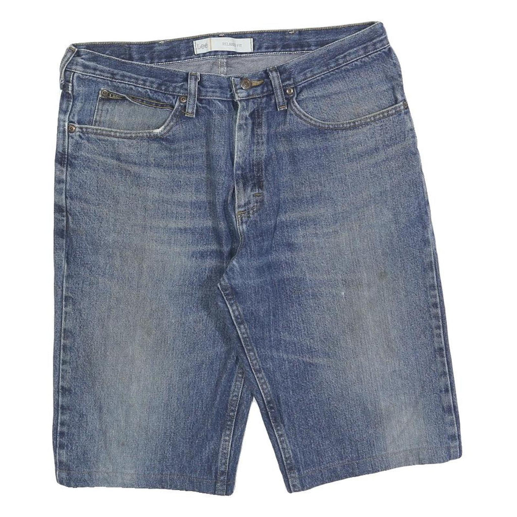 LEE Mens Shorts Blue Denim Relaxed L W36 Pocket Casual Cotton Blend
