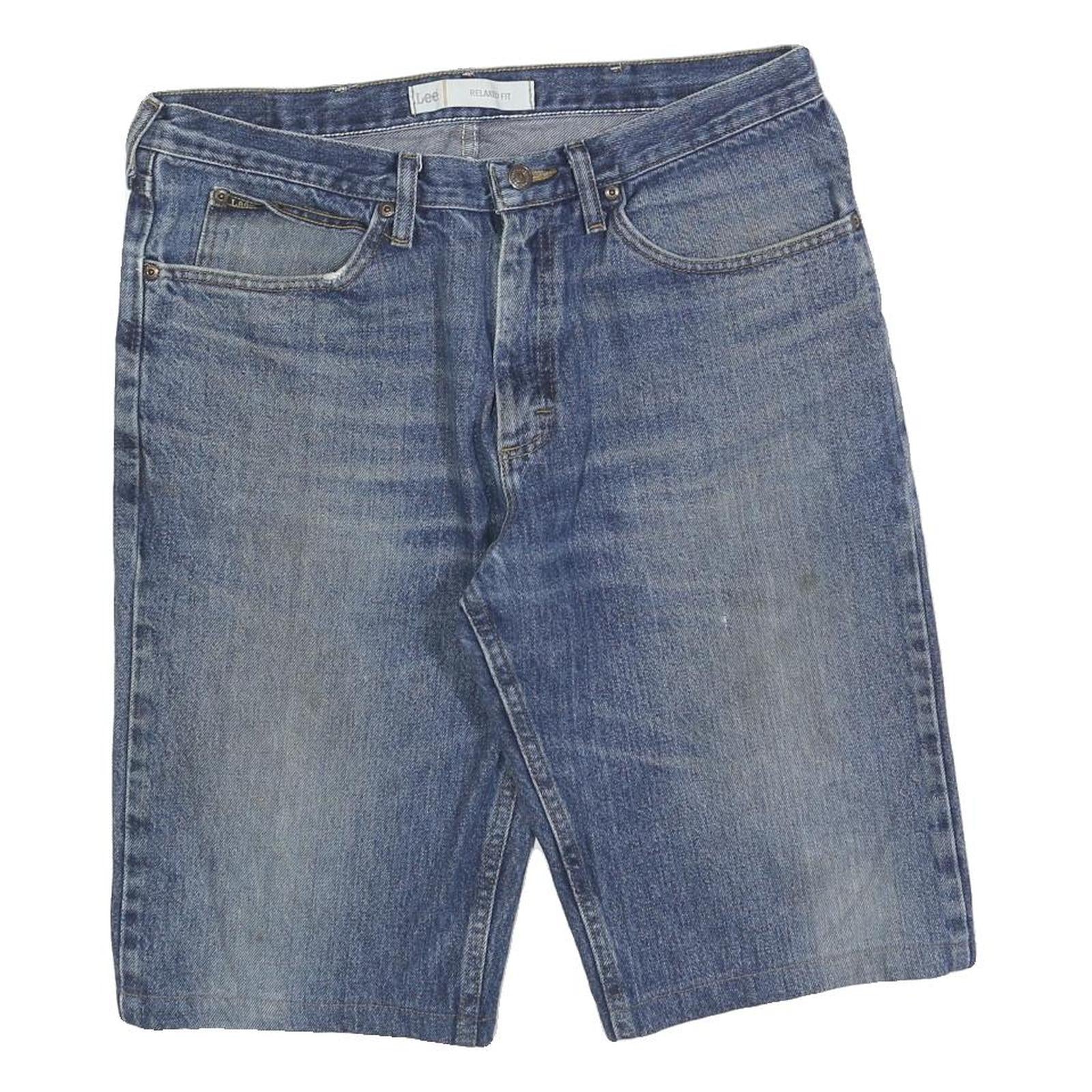 LEE Mens Shorts Blue Denim Relaxed L W36 Pocket Casual Cotton Blend