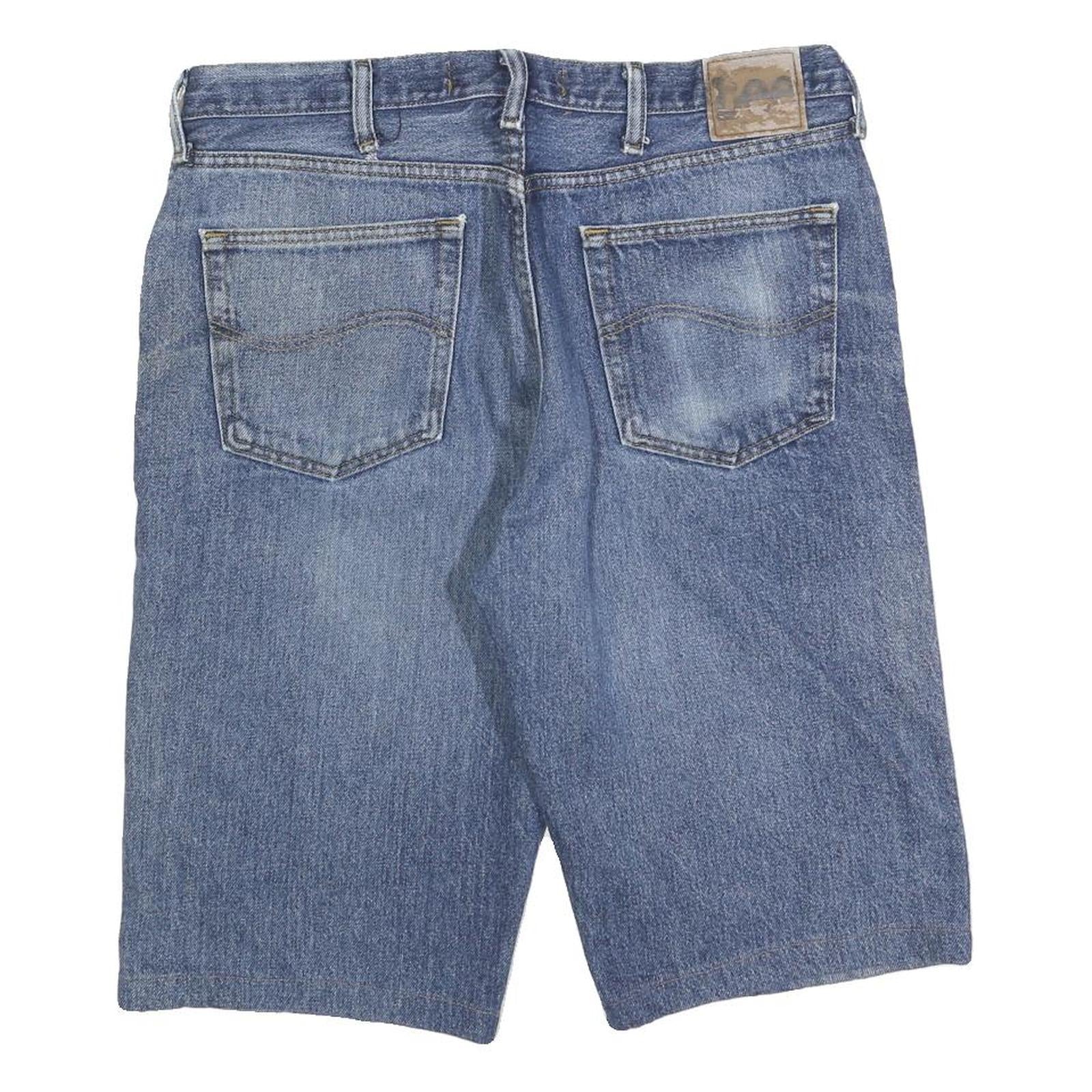 LEE Mens Shorts Blue Denim Relaxed L W36 Pocket Casual Cotton Blend