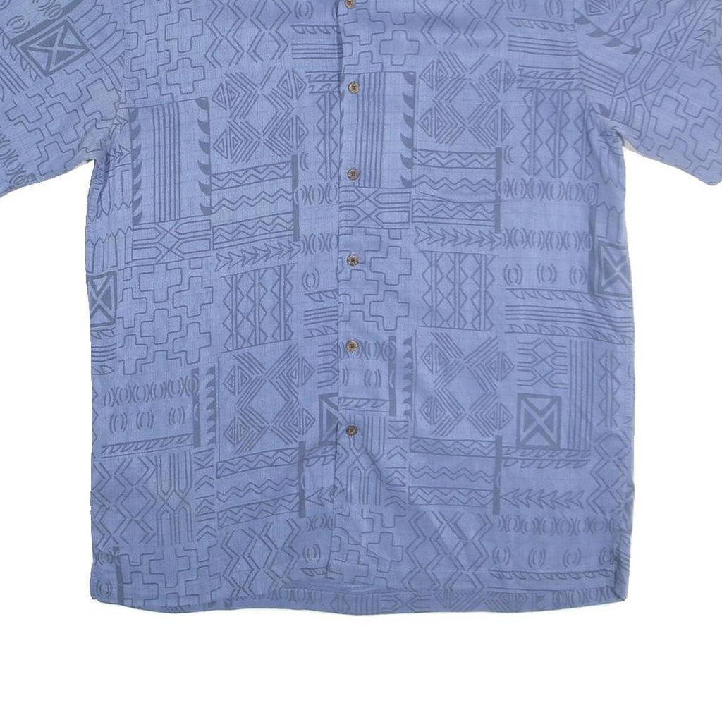 KAHALA Mens Blue Shirt L Cotton Hawaiian Casual Short Sleeve Button