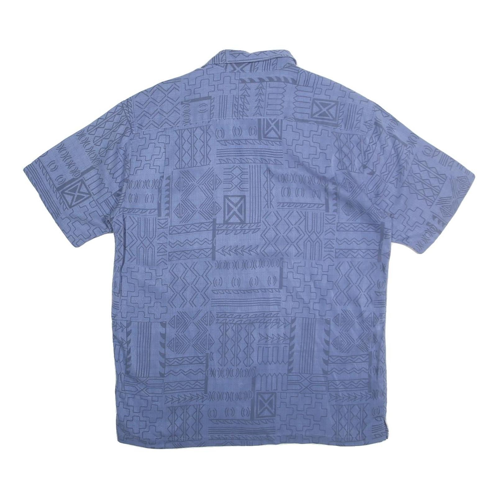 KAHALA Mens Blue Shirt L Cotton Hawaiian Casual Short Sleeve Button