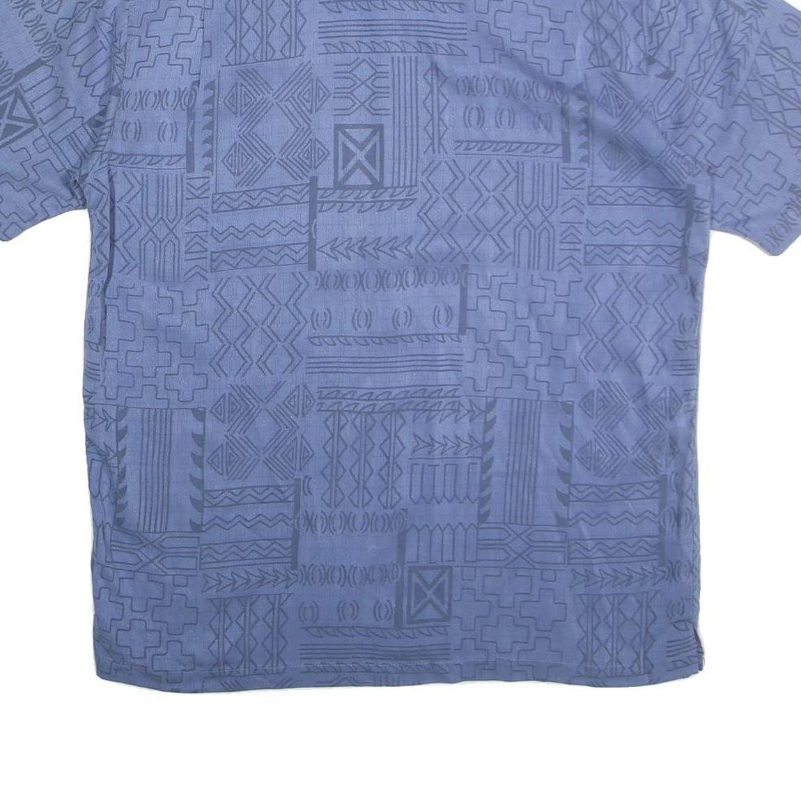 KAHALA Mens Blue Shirt L Cotton Hawaiian Casual Short Sleeve Button