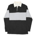 GOODTHREADS Mens Black & Grey Colourblock Long Sleeve Polo Shirt M Cotton Blend