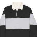GOODTHREADS Mens Black & Grey Colourblock Long Sleeve Polo Shirt M Cotton Blend