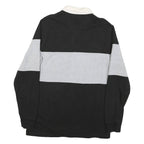GOODTHREADS Mens Black & Grey Colourblock Long Sleeve Polo Shirt M Cotton Blend