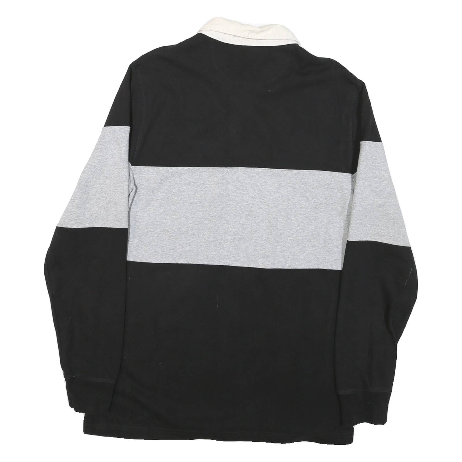 GOODTHREADS Mens Black & Grey Colourblock Long Sleeve Polo Shirt M Cotton Blend