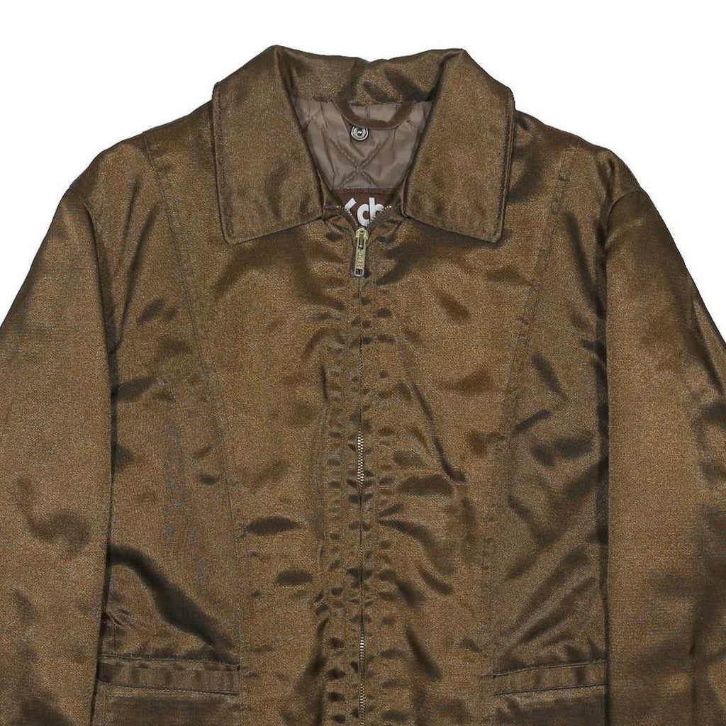 SCHOTT Womens Brown Woven Jacket S Zip Plain Classic Fit