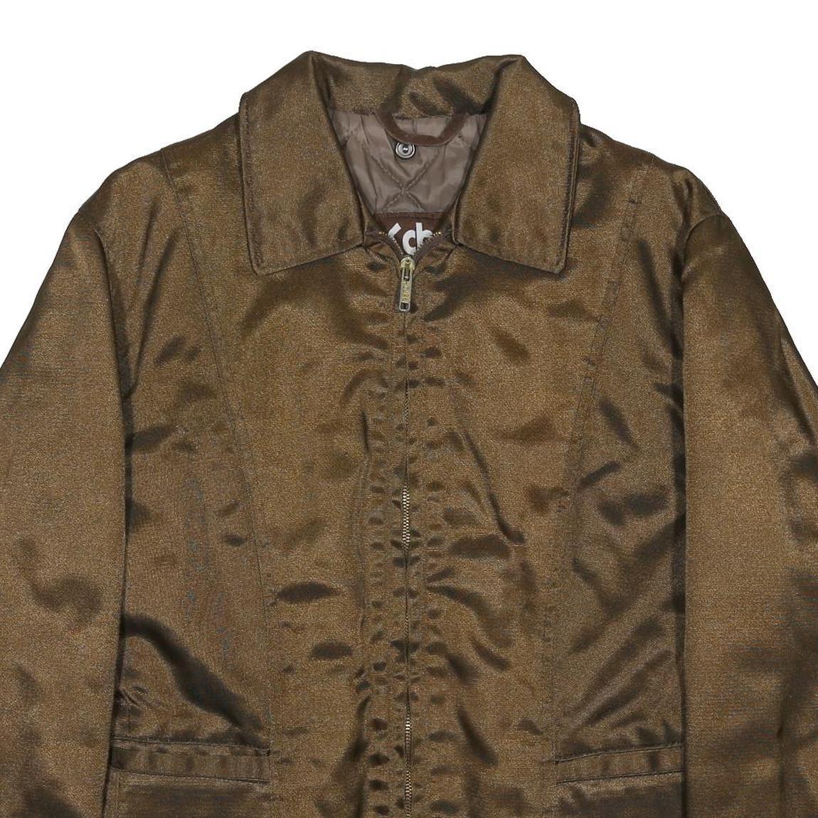 SCHOTT Womens Brown Woven Jacket S Zip Plain Classic Fit