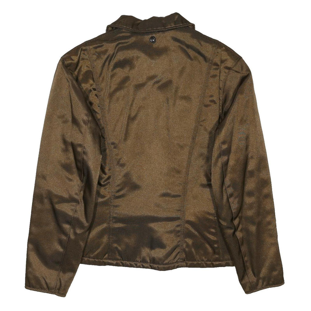 SCHOTT Womens Brown Woven Jacket S Zip Plain Classic Fit