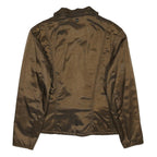 SCHOTT Womens Brown Woven Jacket S Zip Plain Classic Fit