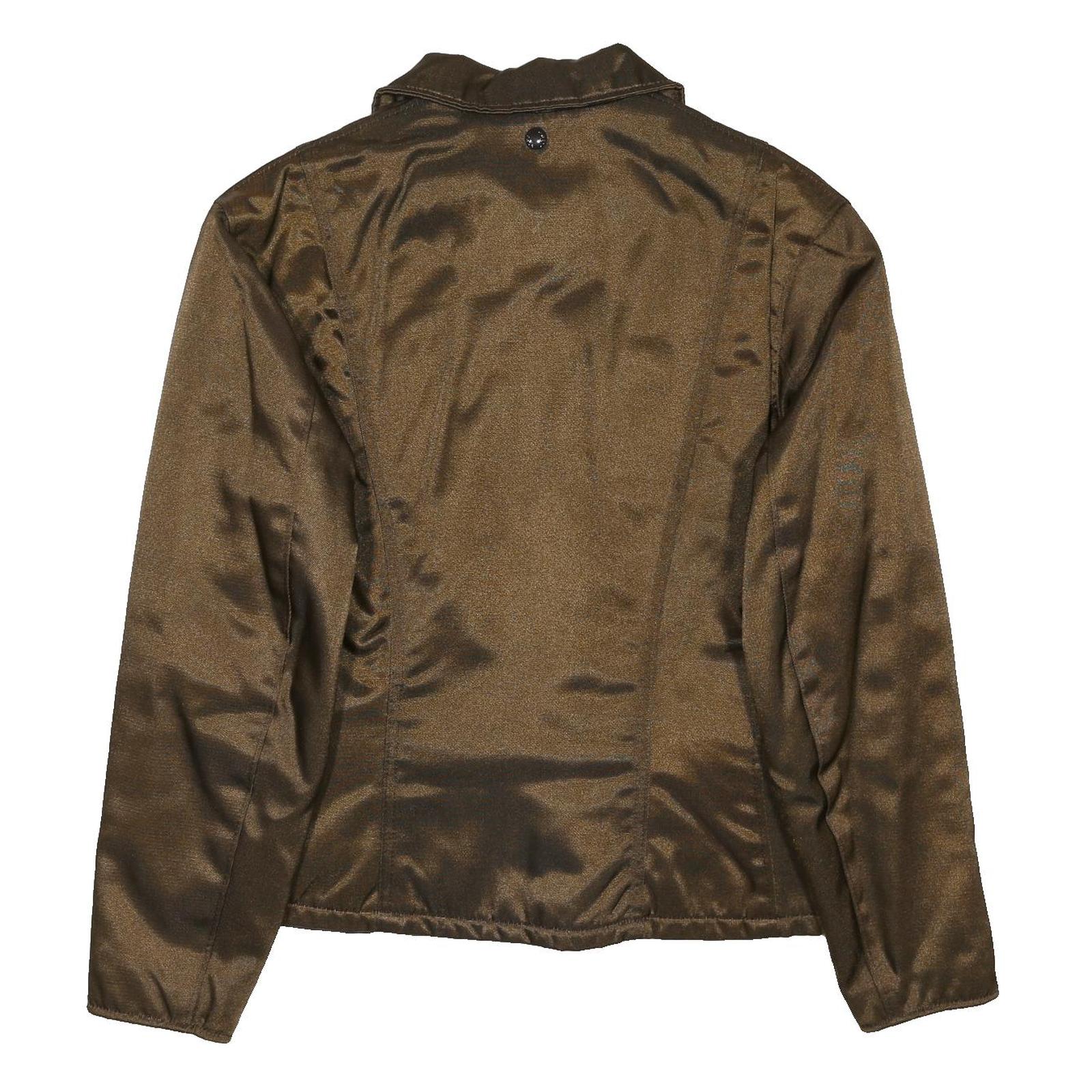 SCHOTT Womens Brown Woven Jacket S Zip Plain Classic Fit