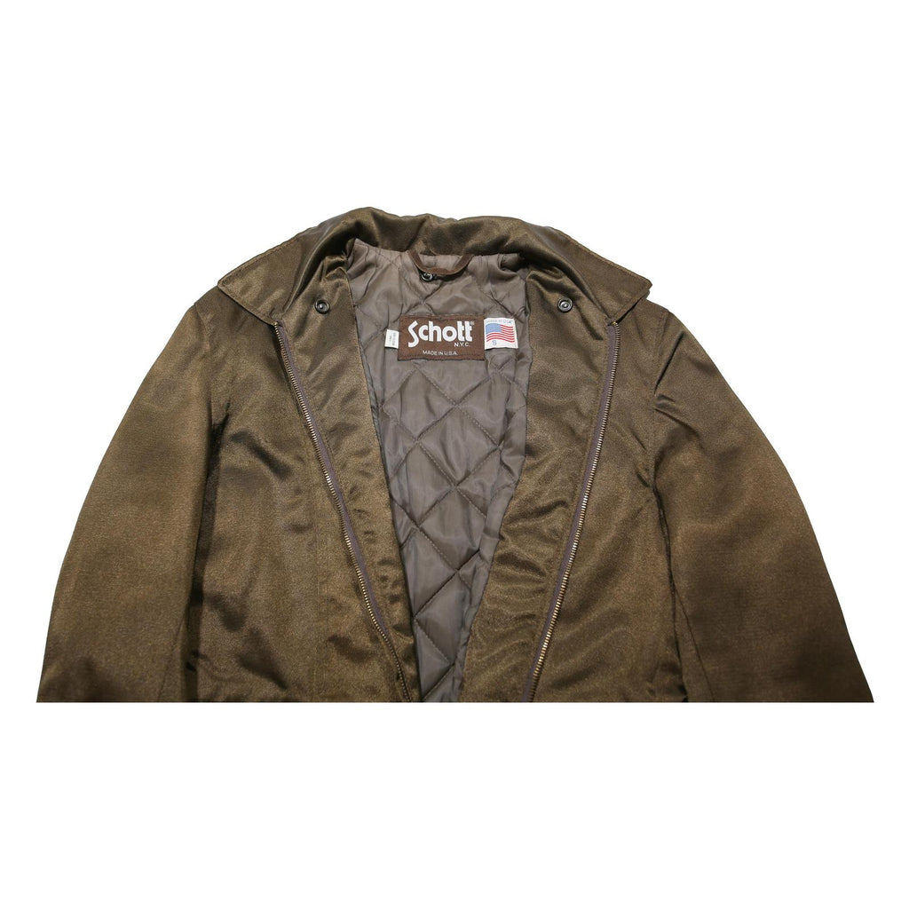 SCHOTT Womens Brown Woven Jacket S Zip Plain Classic Fit