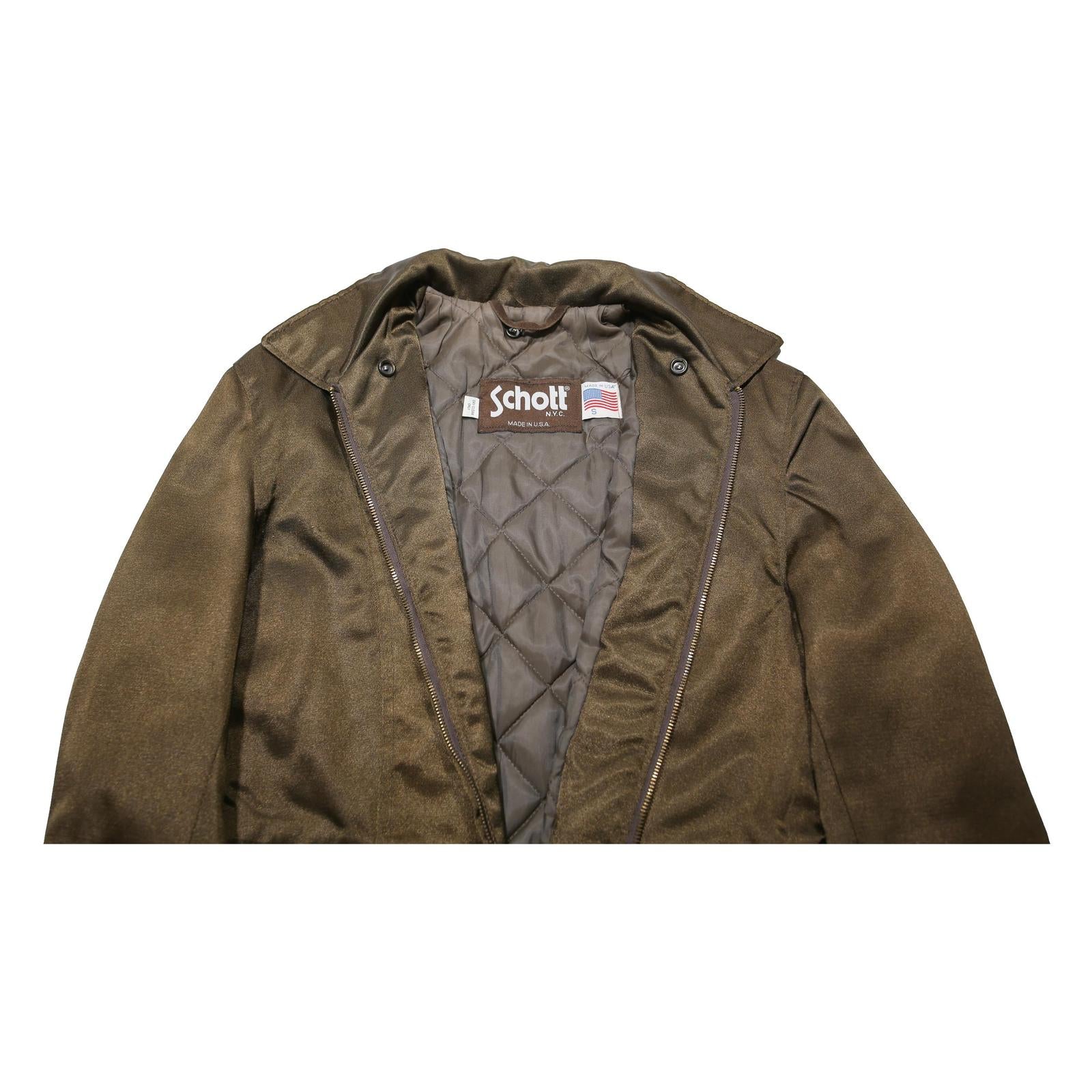 SCHOTT Womens Brown Woven Jacket S Zip Plain Classic Fit