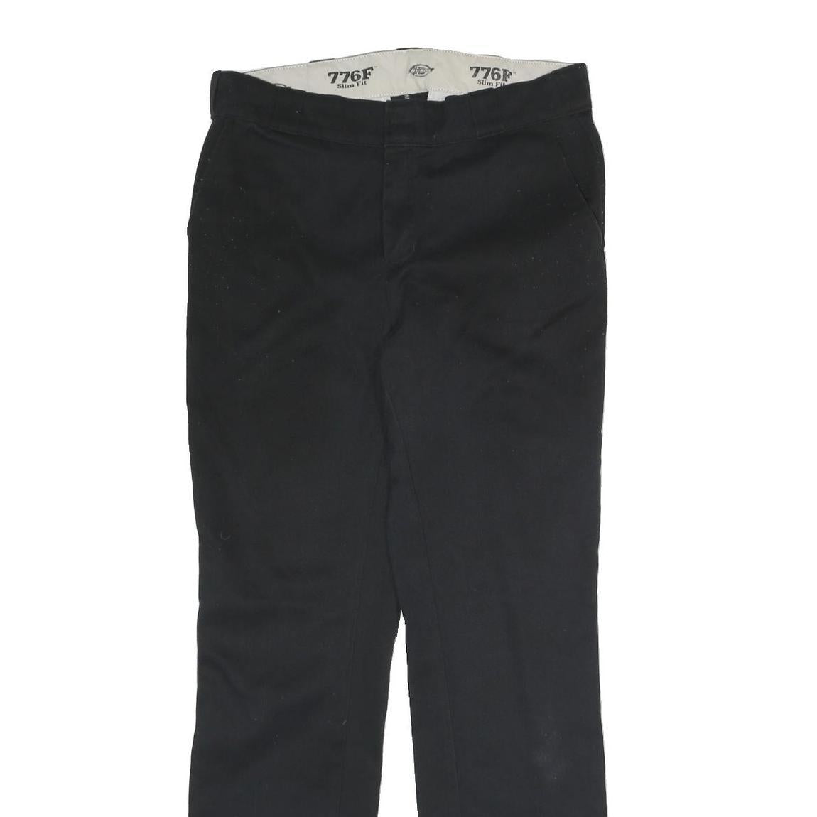 DICKIES Womens Cotton Blend Black Regular Straight Trousers W31 L30 Zip Closure