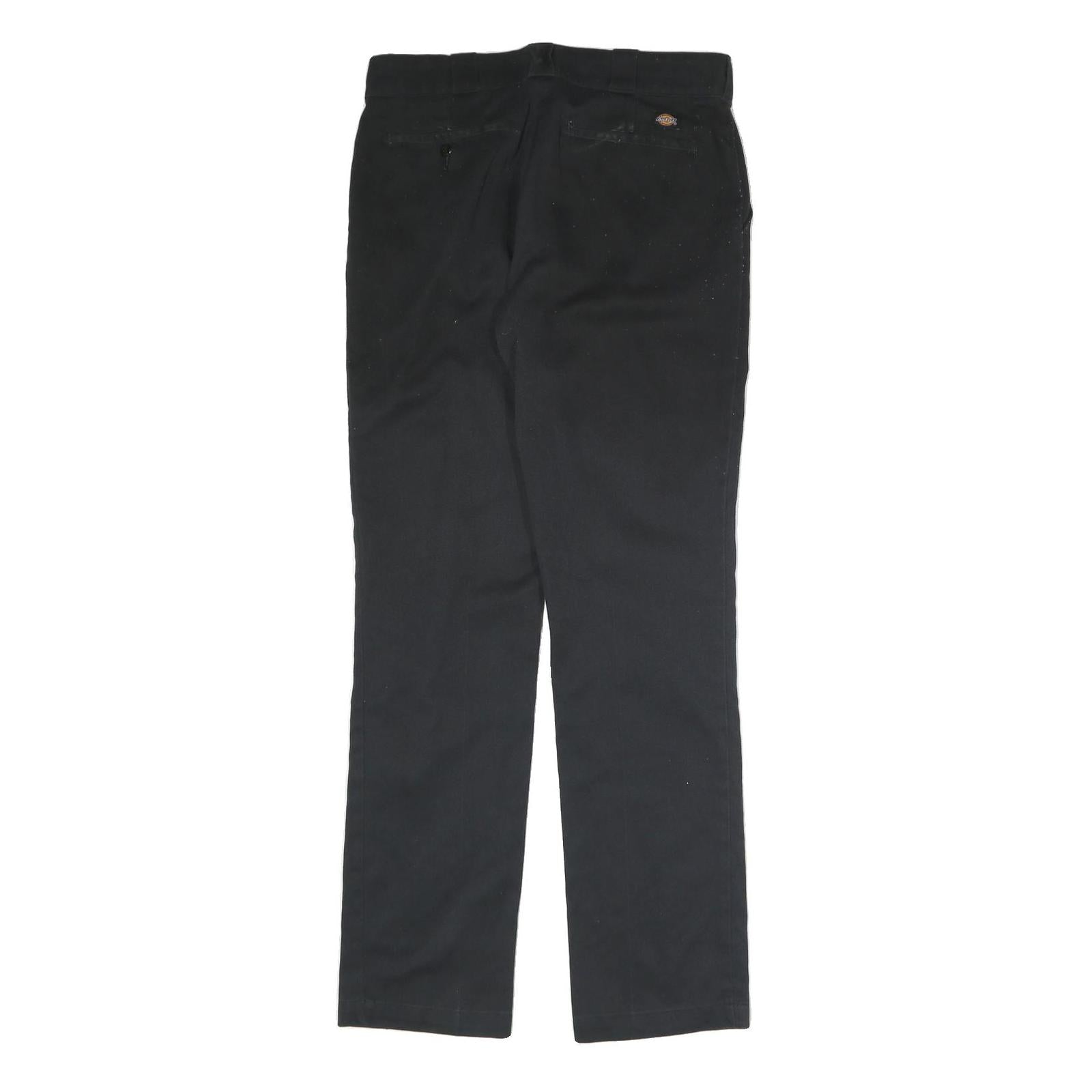 DICKIES Womens Cotton Blend Black Regular Straight Trousers W31 L30 Zip Closure
