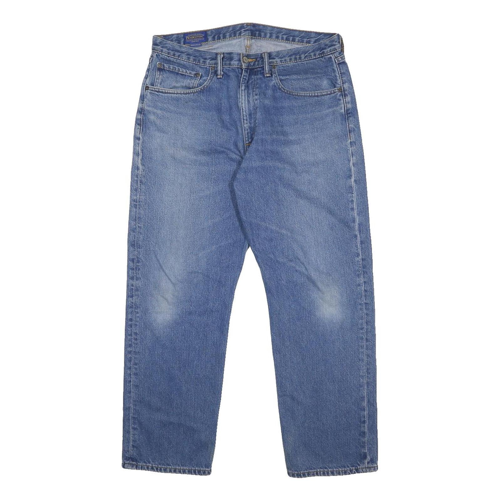 PENDLETON Mens Regular Fit Blue Denim Jeans Zip W36 L30 Classic Casual Cotton