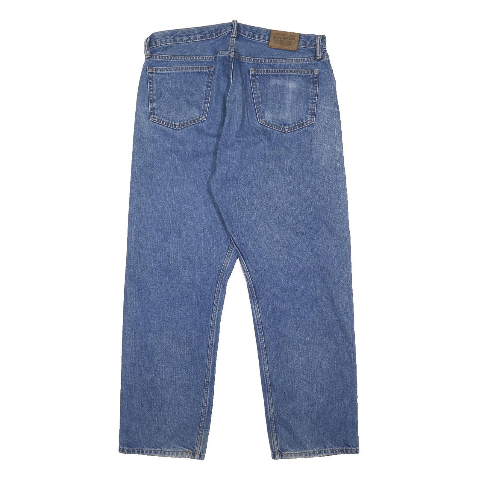 PENDLETON Mens Regular Fit Blue Denim Jeans Zip W36 L30 Classic Casual Cotton