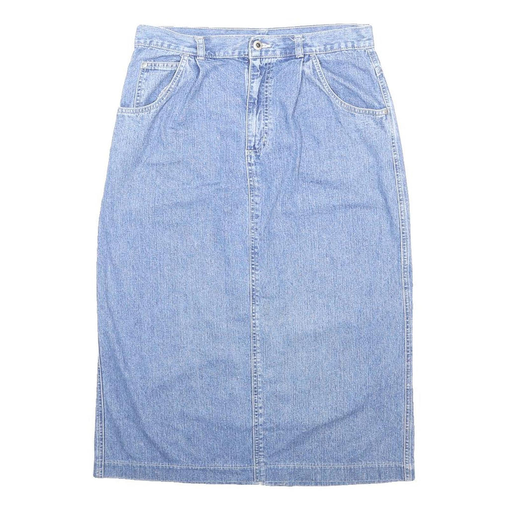CAROLINA BLUES Womens Blue Denim Straight Midi Cotton Skirt M Stylish Casual