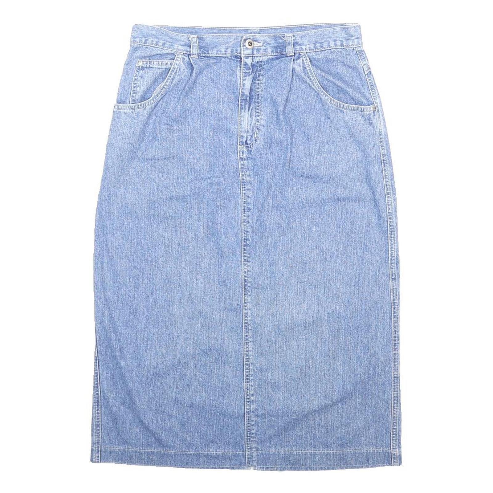 CAROLINA BLUES Womens Blue Denim Straight Midi Cotton Skirt M Stylish Casual