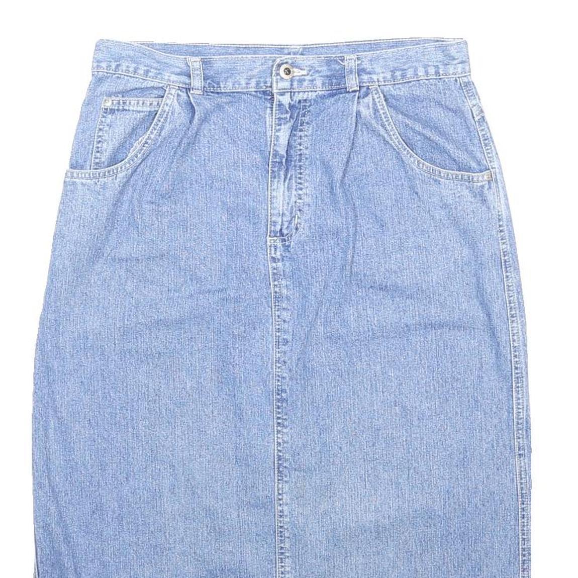 CAROLINA BLUES Womens Blue Denim Straight Midi Cotton Skirt M Stylish Casual