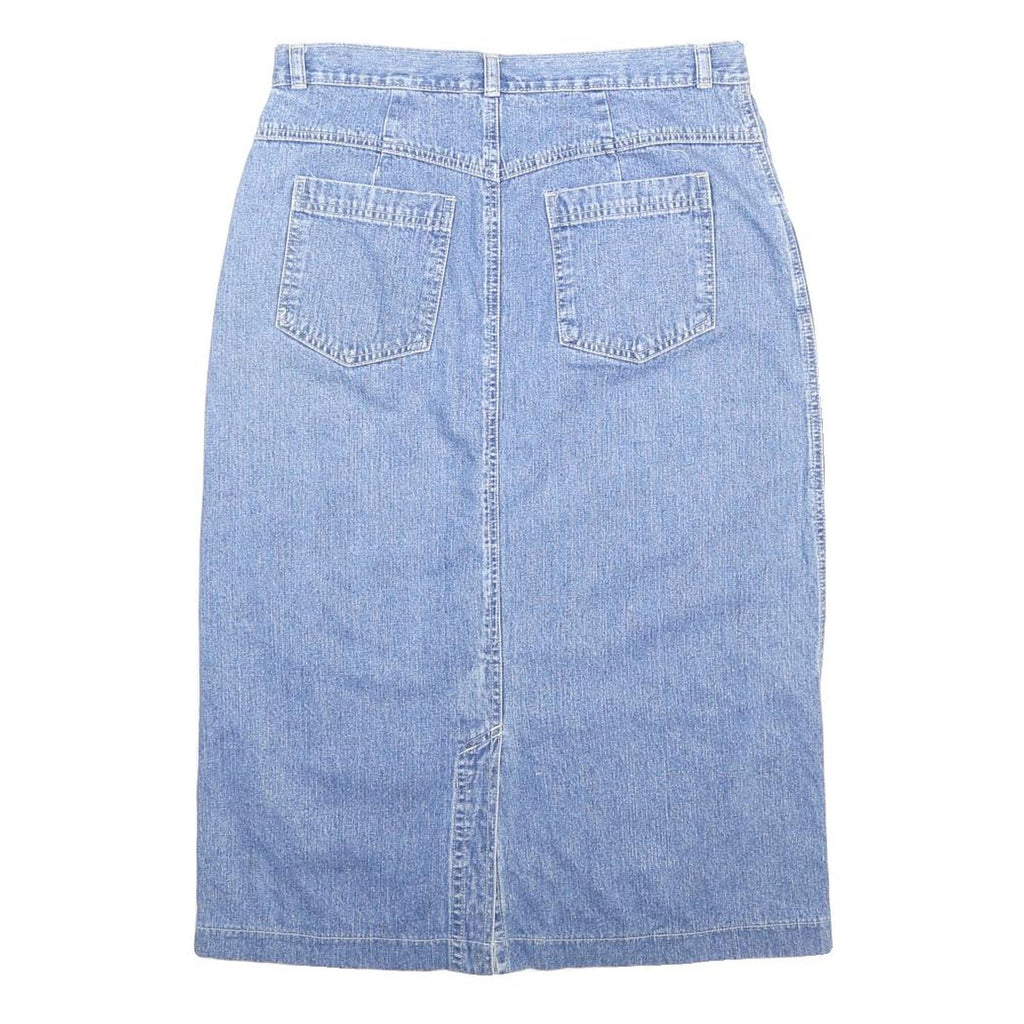 CAROLINA BLUES Womens Blue Denim Straight Midi Cotton Skirt M Stylish Casual