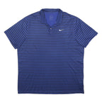 NIKE Mens Blue & Black Striped Short Sleeve Polo Shirt 2XL Dri-Fit Sportswear