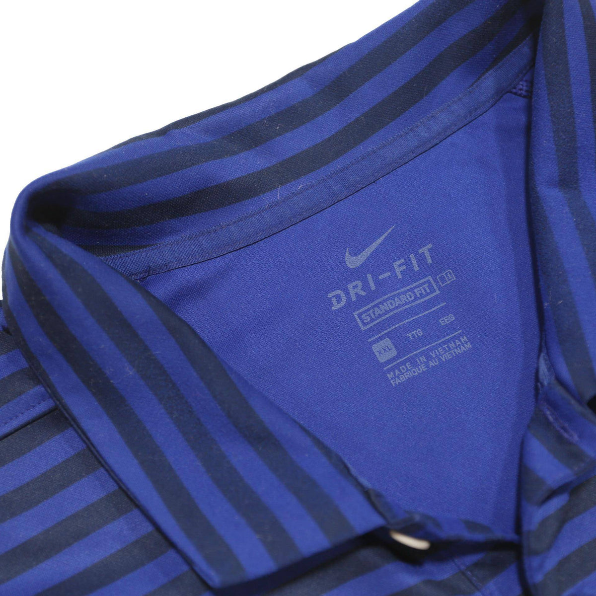 NIKE Mens Blue & Black Striped Short Sleeve Polo Shirt 2XL Dri-Fit Sportswear