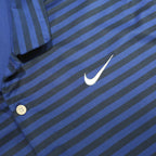 NIKE Mens Blue & Black Striped Short Sleeve Polo Shirt 2XL Dri-Fit Sportswear