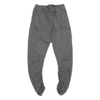 INDICODE Mens Cotton Blend Grey Regular Drawstring Cargo Trousers W24 L26 Casual