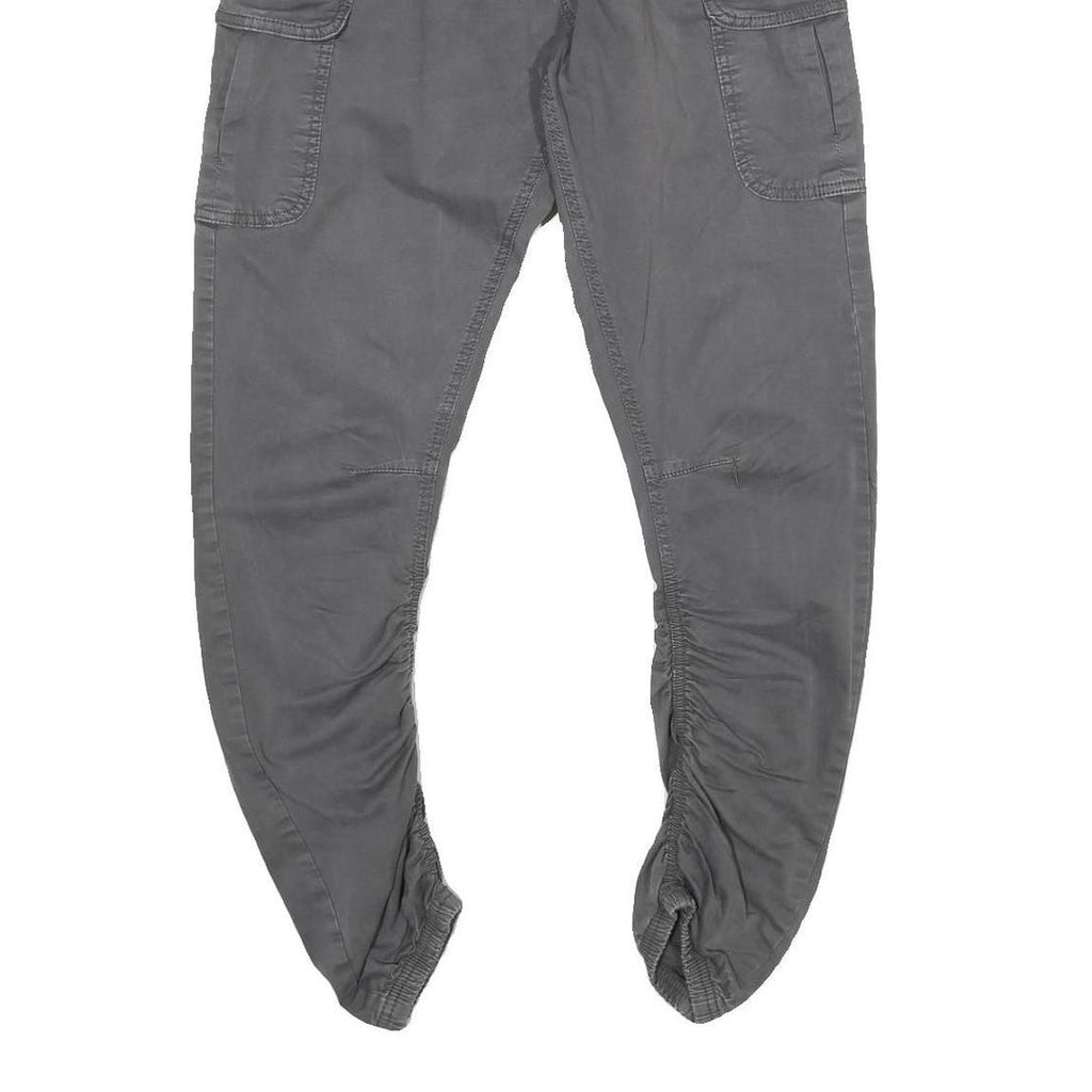 INDICODE Mens Cotton Blend Grey Regular Drawstring Cargo Trousers W24 L26 Casual