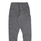 INDICODE Mens Cotton Blend Grey Regular Drawstring Cargo Trousers W24 L26 Casual