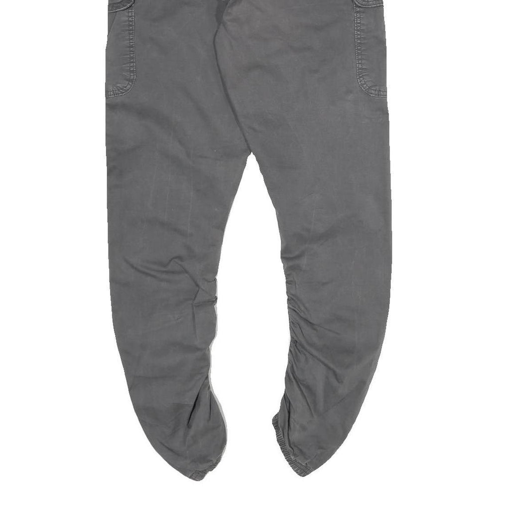 INDICODE Mens Cotton Blend Grey Regular Drawstring Cargo Trousers W24 L26 Casual