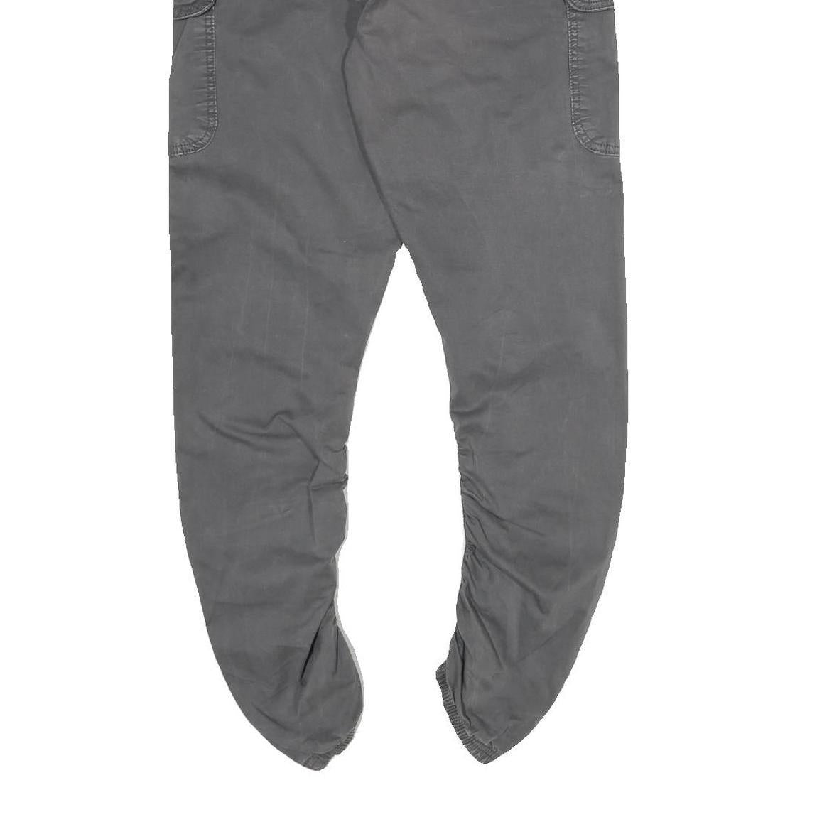 INDICODE Mens Cotton Blend Grey Regular Drawstring Cargo Trousers W24 L26 Casual