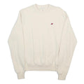 NEW BALANCE Mens Cream XS Crew Neck Sweatshirt Cotton Blend Pullover Comfortable