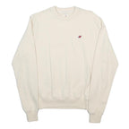 NEW BALANCE Mens Cream XS Crew Neck Sweatshirt Cotton Blend Pullover Comfortable