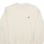 NEW BALANCE Mens Cream XS Crew Neck Sweatshirt Cotton Blend Pullover Comfortable