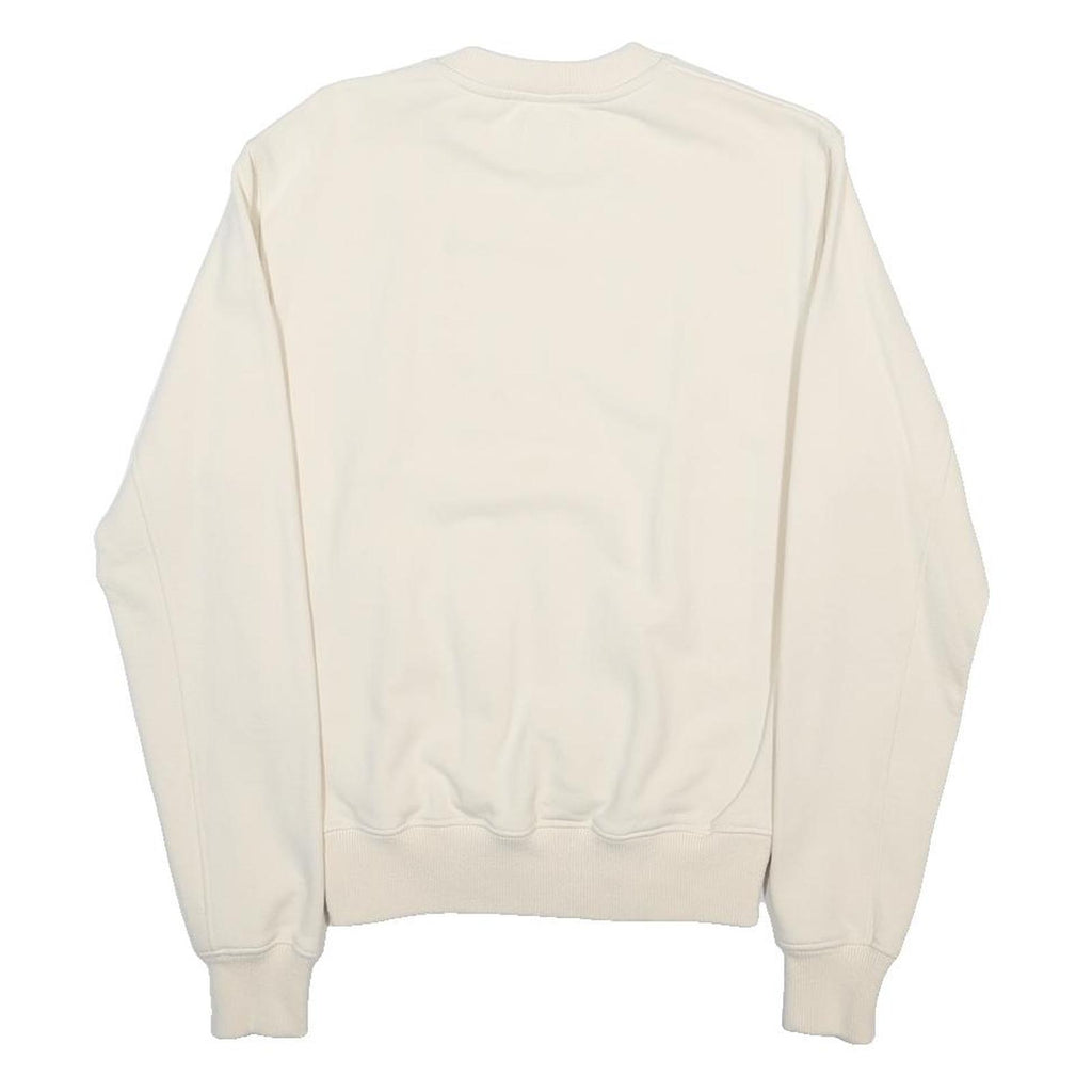 NEW BALANCE Mens Cream XS Crew Neck Sweatshirt Cotton Blend Pullover Comfortable