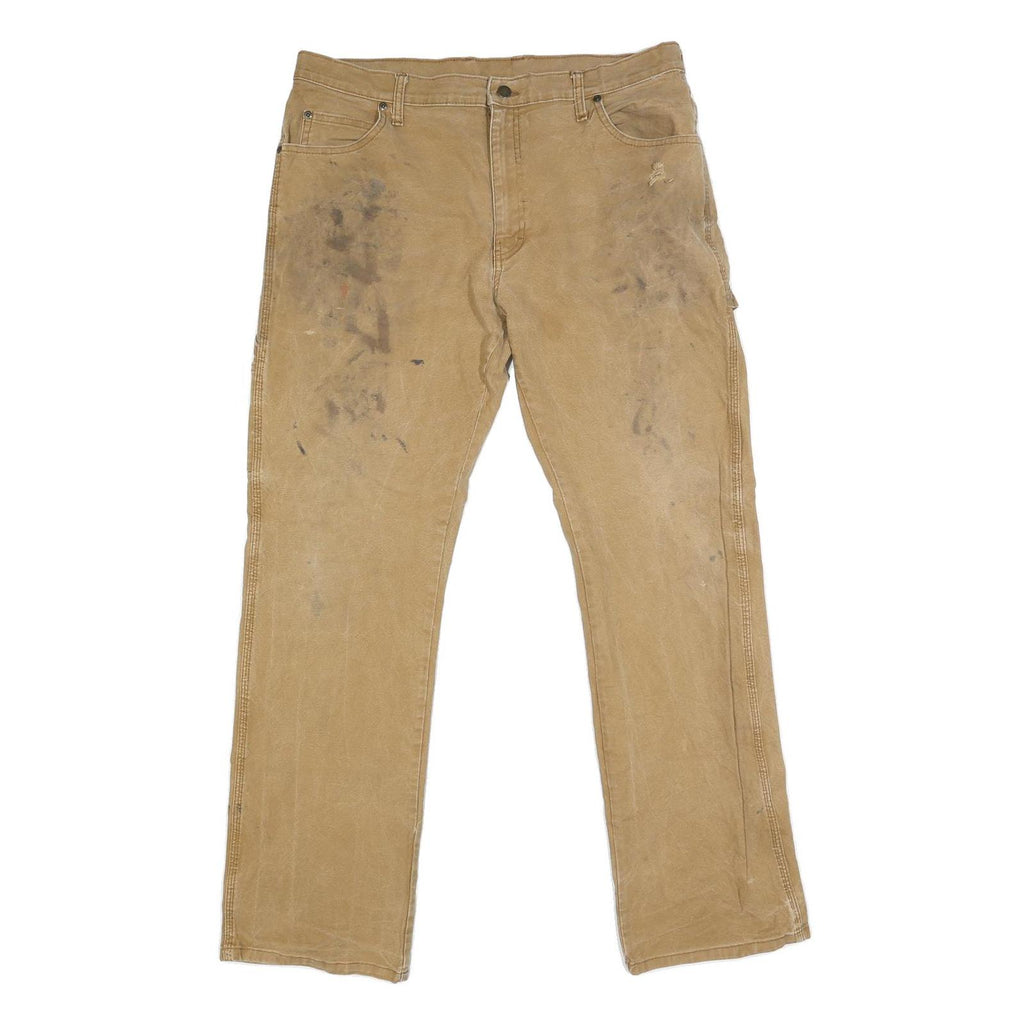 DICKIES Mens Regular Fit Beige Cotton Blend Straight Jeans W36 L32 Workwear