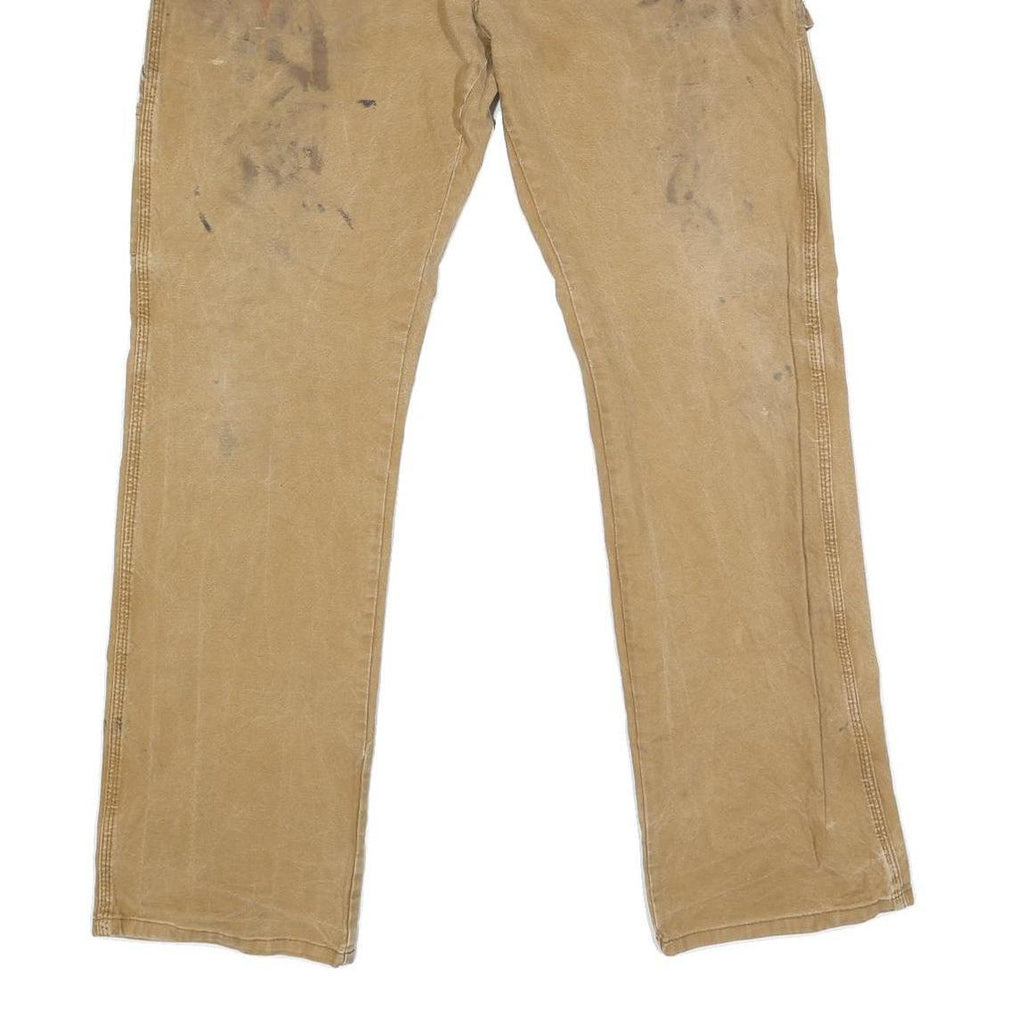 DICKIES Mens Regular Fit Beige Cotton Blend Straight Jeans W36 L32 Workwear