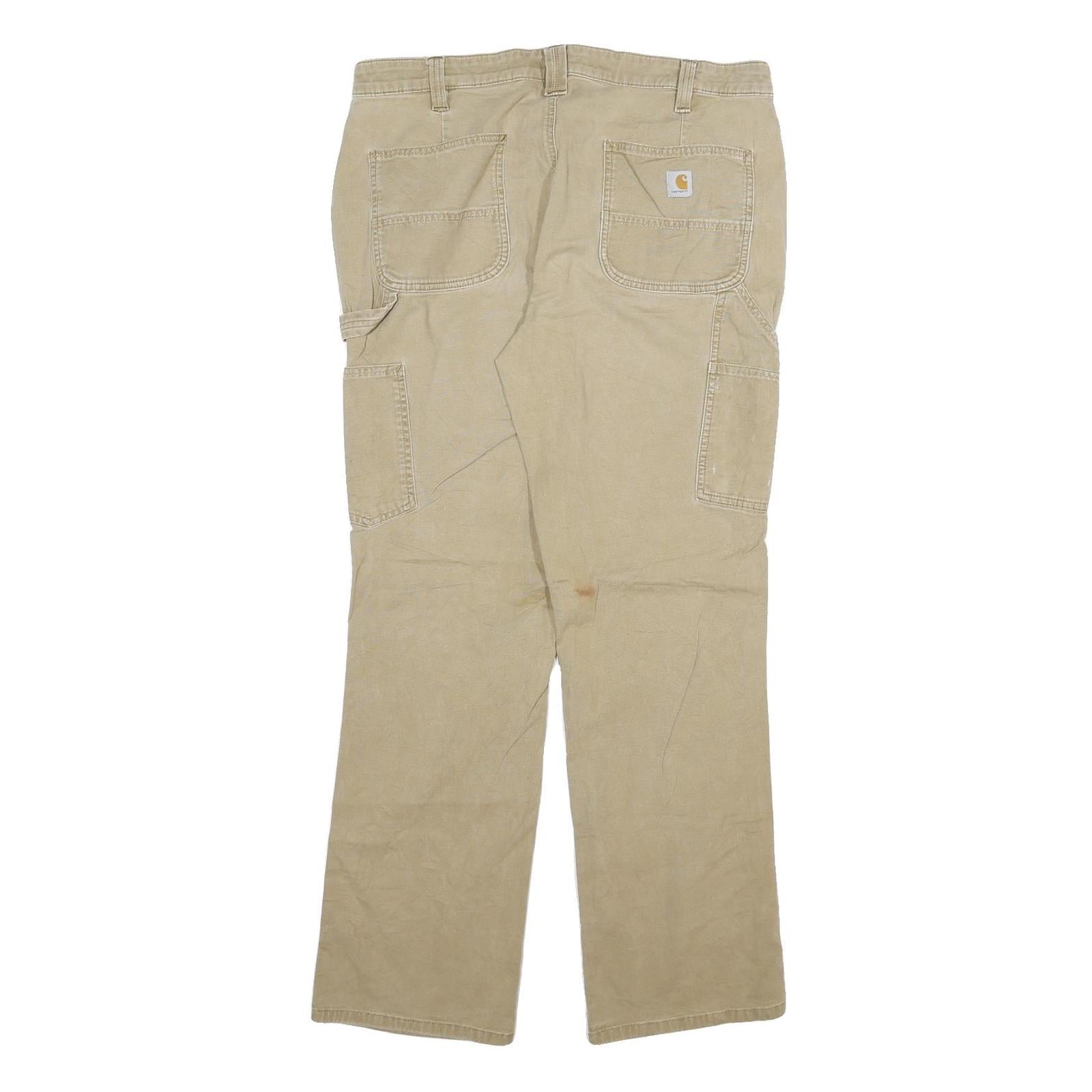 CARHARTT Womens Loose Fit Beige Denim Jeans W34 L30 Workwear Utility Durable