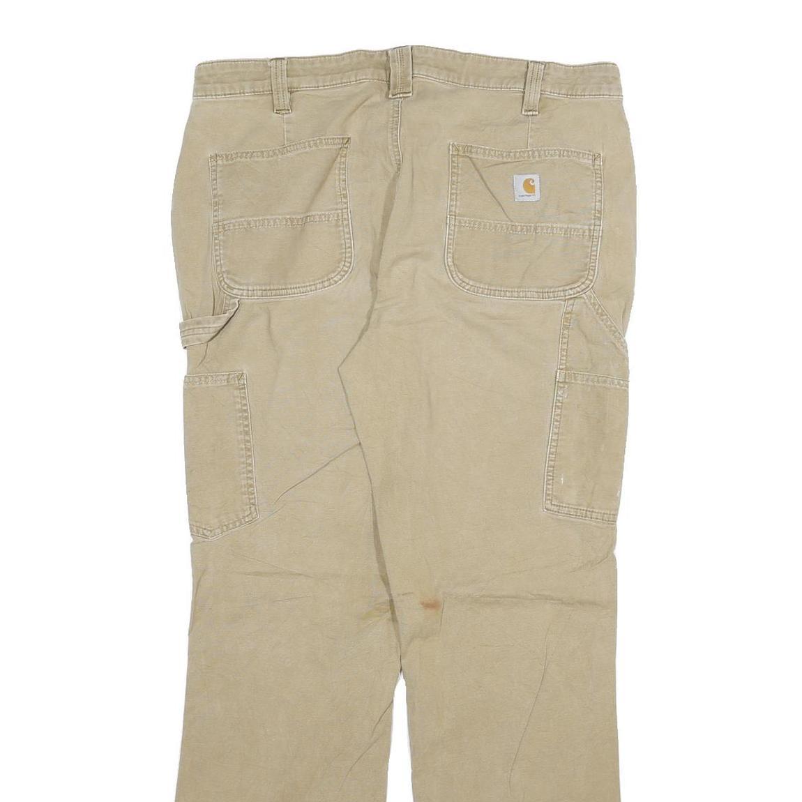 CARHARTT Womens Loose Fit Beige Denim Jeans W34 L30 Workwear Utility Durable