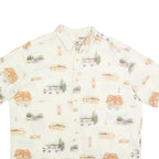 WOOLRICH Mens Cream Fishing Print Cotton Shirt L Button Down Casual