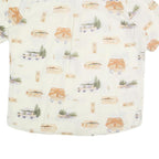 WOOLRICH Mens Cream Fishing Print Cotton Shirt L Button Down Casual