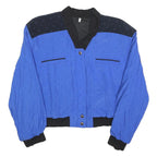 Womens Blue & Black Polka Dot Viscose Zip Jacket UK 12 Lightweight Retro