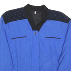 Womens Blue & Black Polka Dot Viscose Zip Jacket UK 12 Lightweight Retro