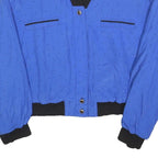 Womens Blue & Black Polka Dot Viscose Zip Jacket UK 12 Lightweight Retro