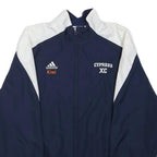 ADIDAS Mens Navy & White Polyester Zip Jacket S Plain Athletic Sports Running