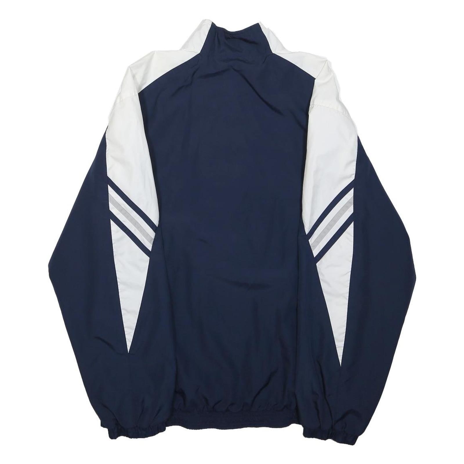 ADIDAS Mens Navy & White Polyester Zip Jacket S Plain Athletic Sports Running